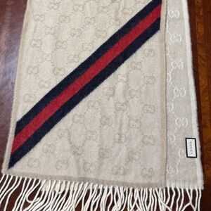 GUCCI logo wool scarf 14 inch W 78 inch L